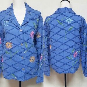 Vintage 90s tantrums collection blue floral jacket
